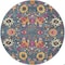 Homeroots 5 ft. Round Denim Blue Florals Distressed Area Rug 385177 - alternate 1